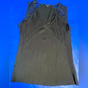 All Saints NWOT Elegant Sleeveless Black Lace V-Neck Top w/Hidden Side Zipper 4
